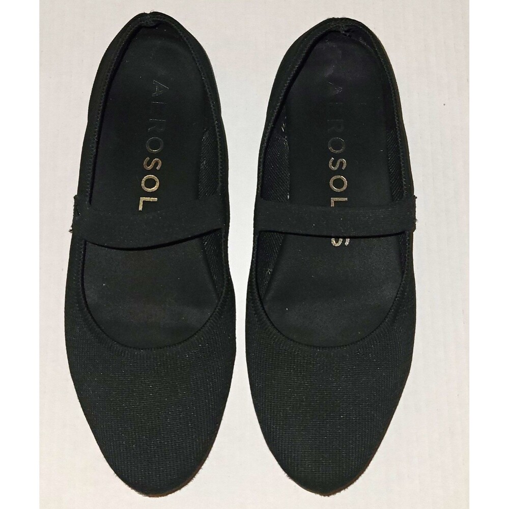 Aerosoles Women’s Black Faux Suede Mary Jane Flats Slip-On Round Toe 8.5